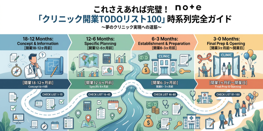 note記事更新のお知らせ（これで完璧！「クリニック開業TODOリスト100」時系列完全ガイド）